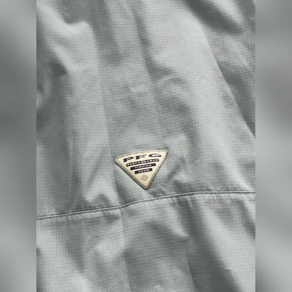 Columbia Mens Powder Blue Pfg Upf Button Up Long Sleeve Shirt Size Large - Picture 6 of 7